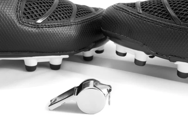 Whistle and football boots — Stock Photo, Image