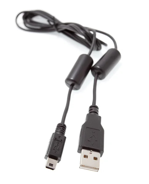 Connettore USB nero e cavo — Foto Stock