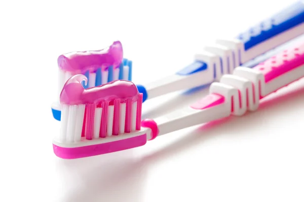 Escovas de dentes de casal — Fotografia de Stock