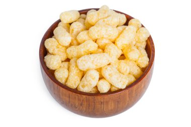 ahşap bir kase mısır gevreği