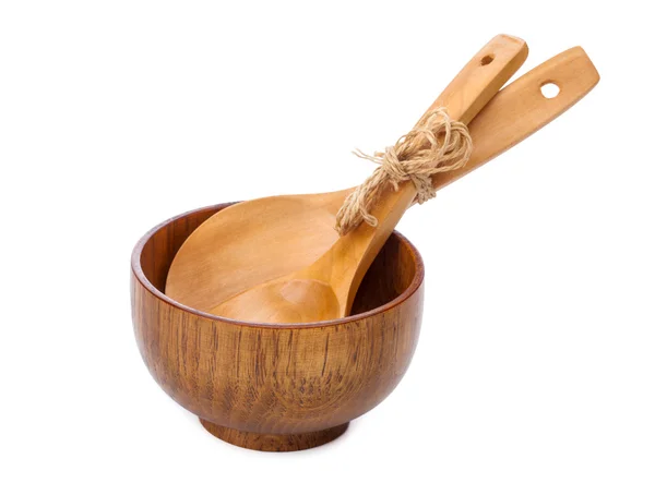 Wood bowl and spoons — Stock Photo, Image