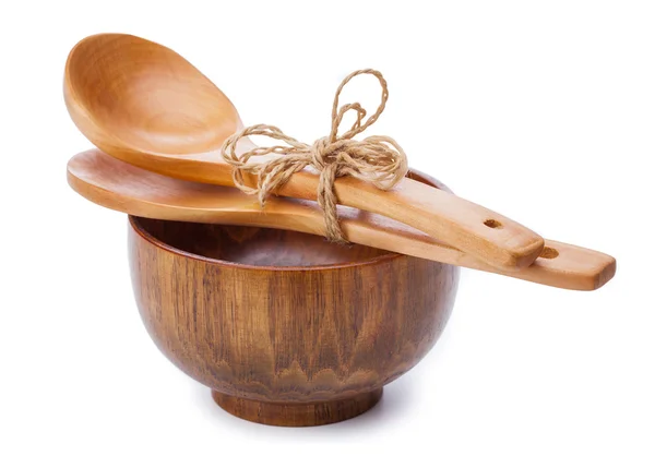 Wood bowl and spoons — Stock Photo, Image