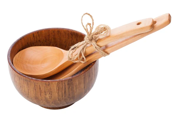 Wood bowl and spoons — Stock Photo, Image