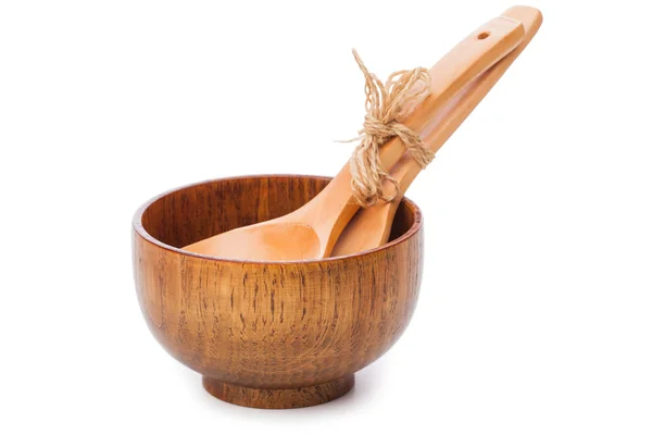 Wood bowl and spoons — Stock Photo, Image