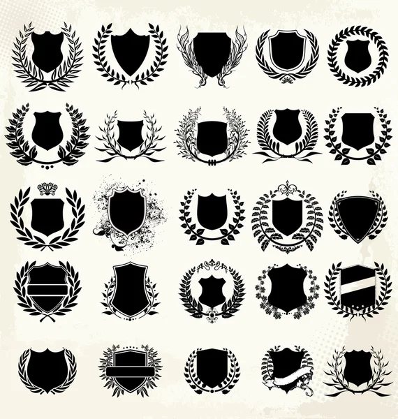 Set - shield and laurel wreath Vector Graphics