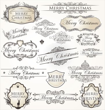 Merry christmas vintage label koleksiyonu