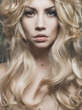 Beautiful blond woman portrait clipart