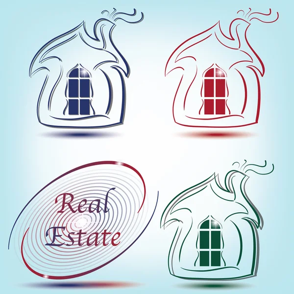 Real Estate logo and abstract symbol with house — Stock Vector