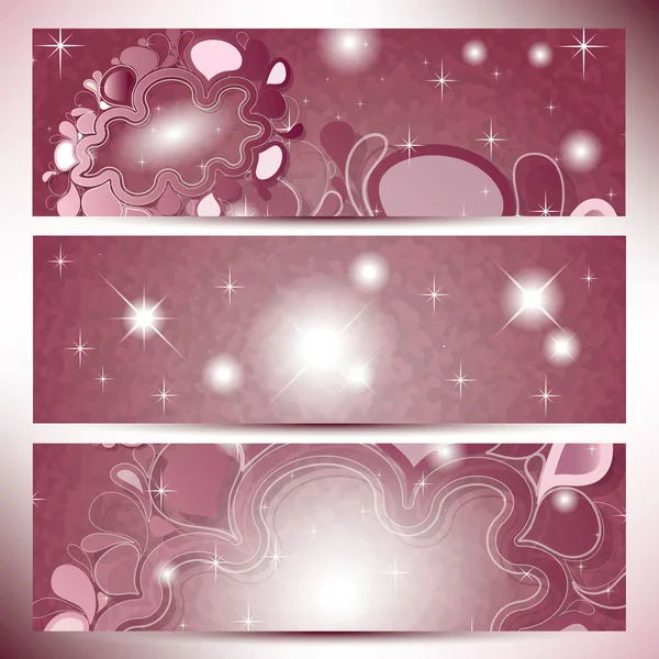 Banners con nubes abstractas en color rosa — Vector de stock