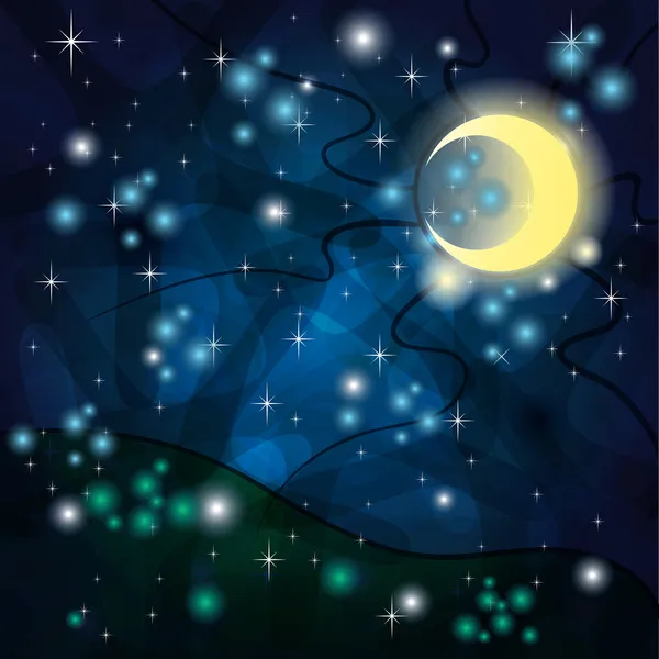 Φαντασία φόντο με φυλετικές φεγγάρι τη νύχτα — Διανυσματικό Αρχείο