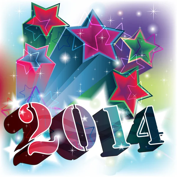 Étoiles souffle avec 2014 année date — Image vectorielle