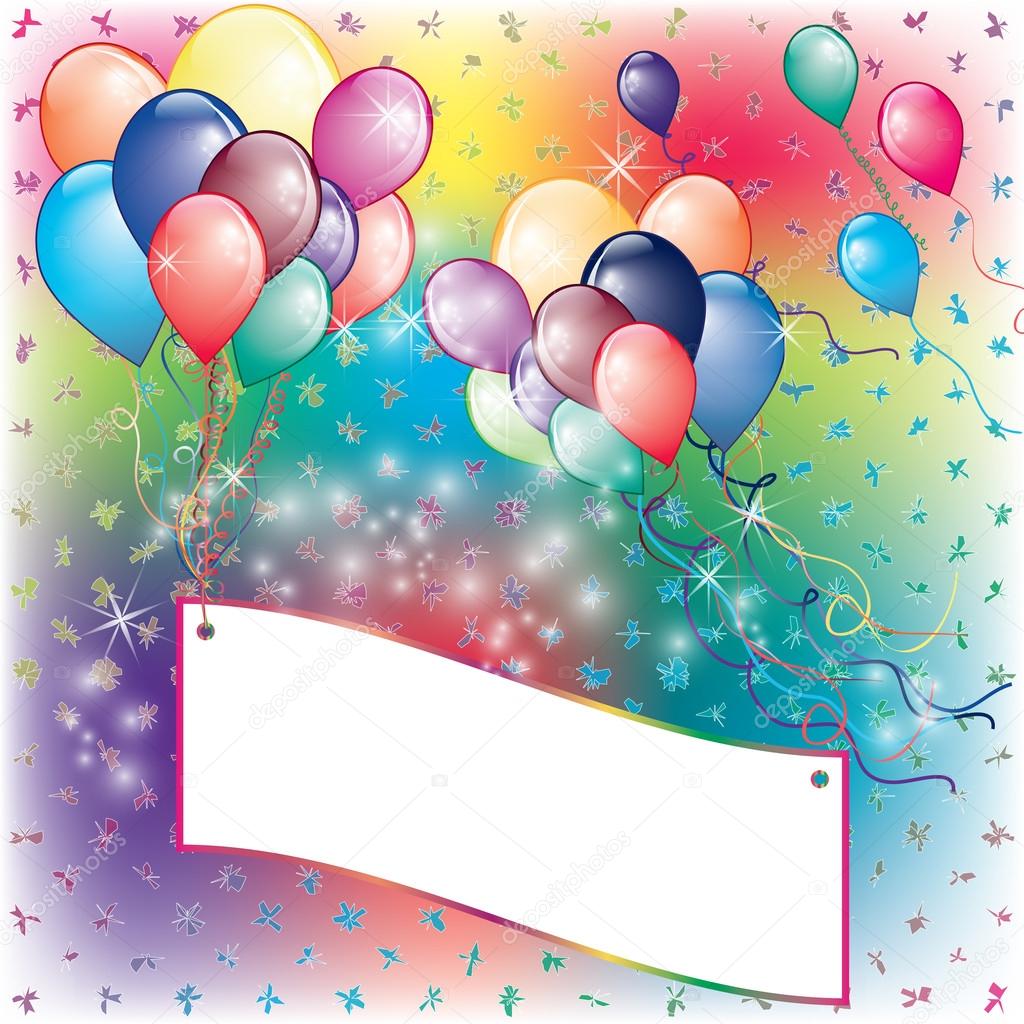 Balloons Party Invitation card with falling board