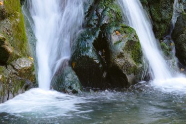 Autumn waterfall in Carpaty mountain