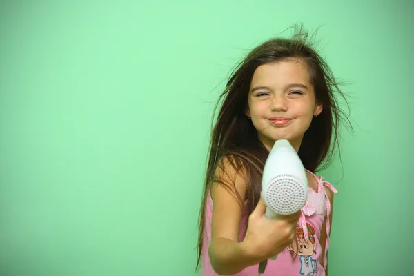 Girl dry his hear — Stock Photo, Image