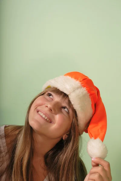 Fille avec Père Noël — Photo