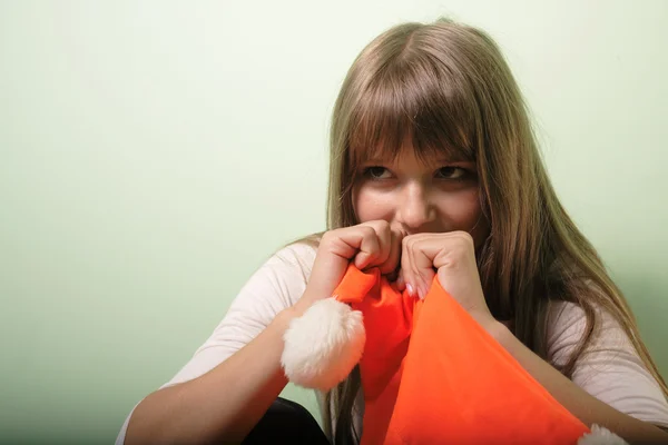 Menina com Santa — Fotografia de Stock