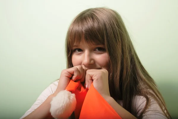 Fille avec Père Noël — Photo