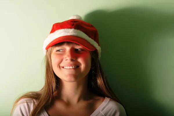 Chica joven con Santa — Foto de Stock