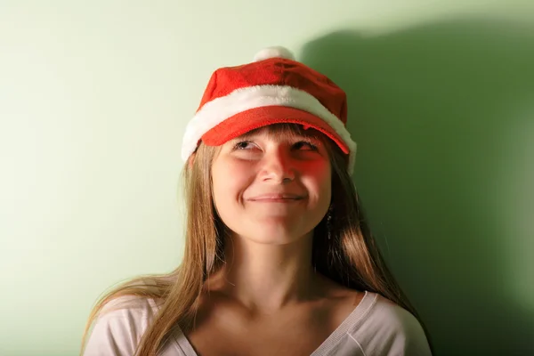 Teenie-Mädchen mit Weihnachtsmann — Stockfoto