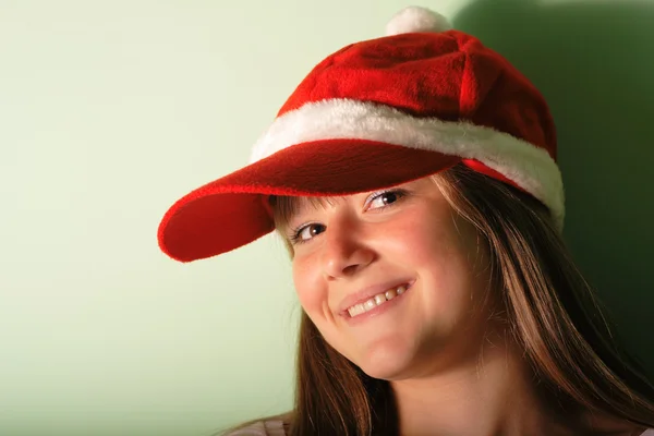 Dospívající dívka s santa — Stock fotografie