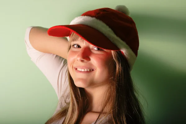 Chica joven con Santa — Foto de Stock