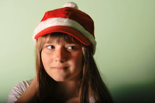 Chica joven con Santa — Foto de Stock