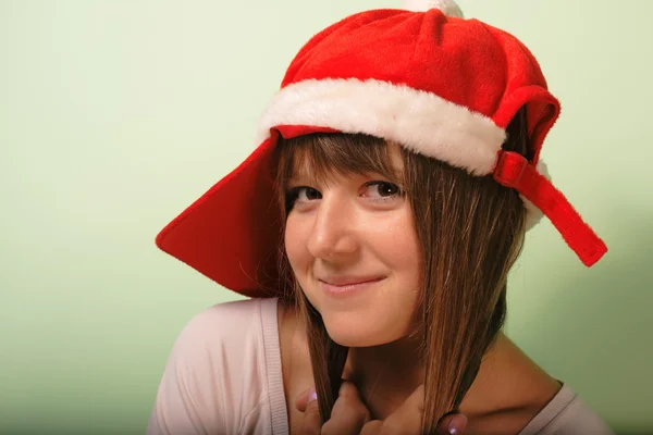 Junges Mädchen mit Weihnachtsmann — Stockfoto