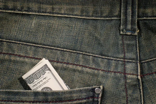 100 dollar bill in pocket — Stock Photo, Image