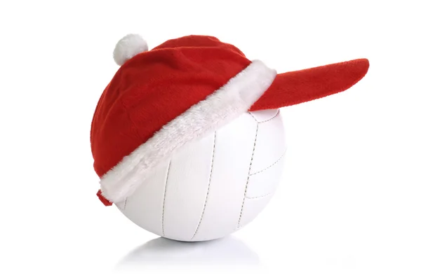 Tappo di Natale su palla bianca — Foto Stock