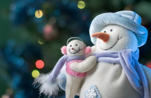 Snowman with his little baby — Stock Photo, Image