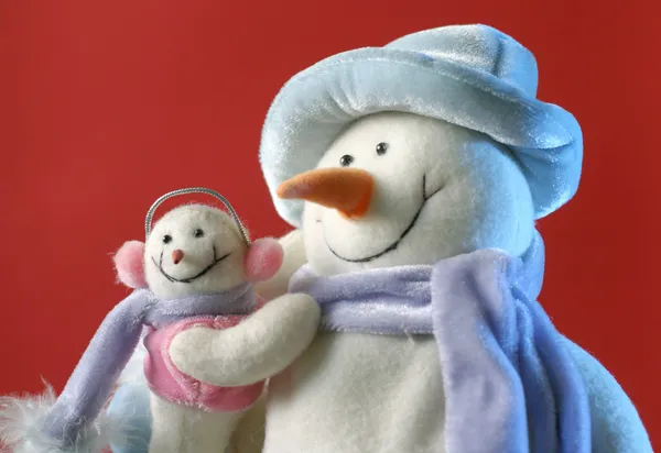 Pupazzo di neve con il suo bambino — Foto Stock