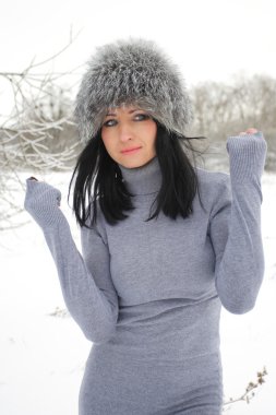 hoş kız kış peyzaj açık