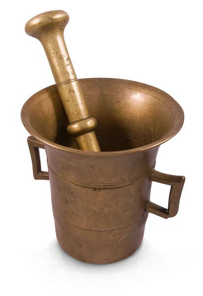 Brass mortar and pestle — Stock Photo, Image