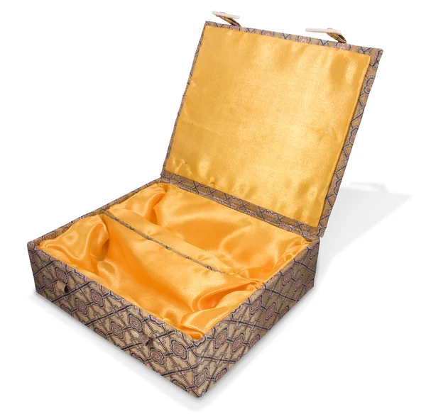 Open fabric covered oriental box — Stockfoto