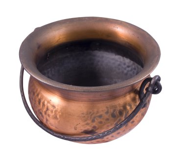 bakır kap üzerinde beyaz izole