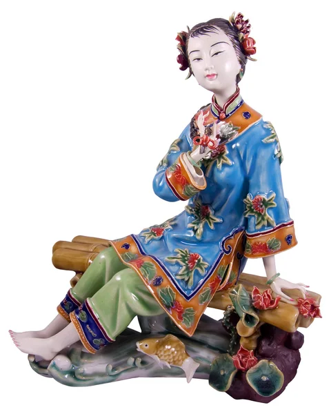 Estatua de porcelana de una mujer china — Foto de Stock