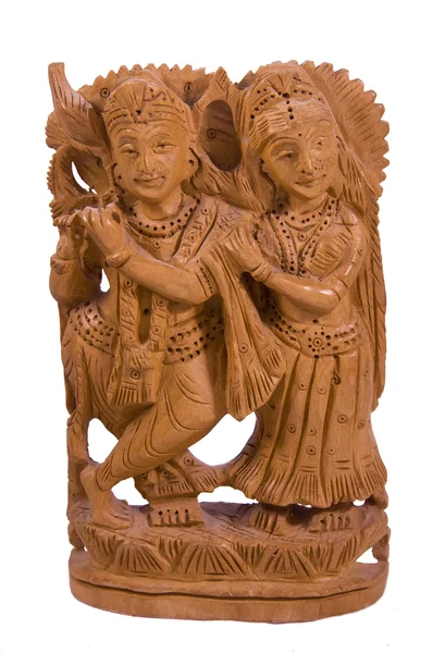 Bóg krisha z ukochaną radha statua — Zdjęcie stockowe