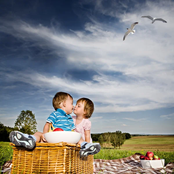 Twins on the meadow — Stock Photo, Image