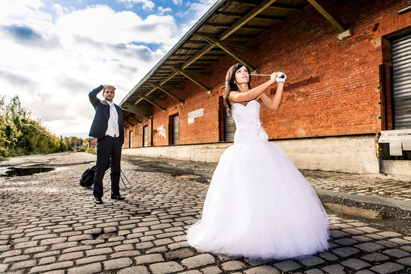 Casamento golfe — Fotografia de Stock