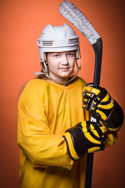 Хоккейная девушка — стоковое фото