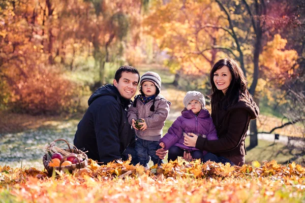 秋の公園で家族 — ストック写真