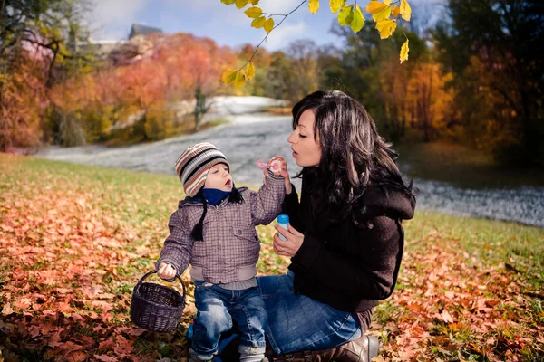 Familia en el parque de otoño — Foto de Stock