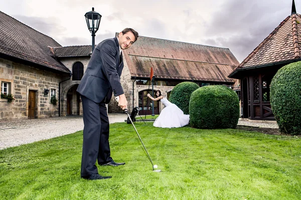 Casamento golfe — Fotografia de Stock