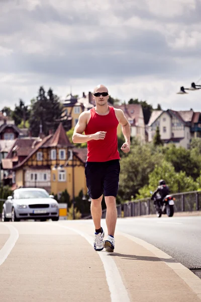 Jogging i byen - Stock-foto