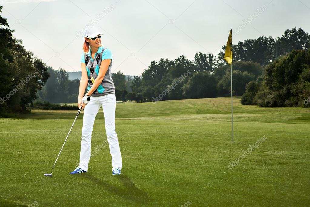 playing golf