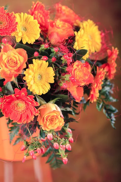 Bunch of gerberas and roses — Stock Photo, Image