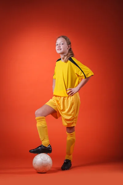 Menina de futebol — Fotografia de Stock