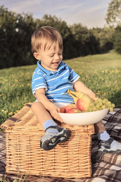 Chłopiec piknik — Zdjęcie stockowe