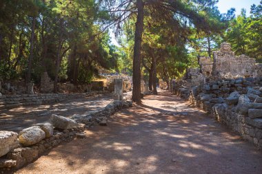 PHASELIS, TURKEY - CRCA OKTOBER, 2021: Phaselis, Kemer ilçesi yakınlarındaki antika kasaba harabesi.