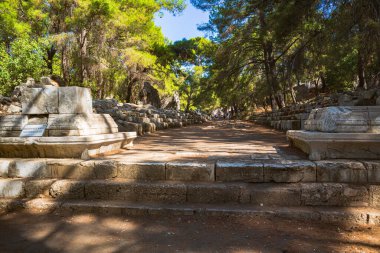 PHASELIS, TURKEY - CRCA OKTOBER, 2021: Phaselis, Kemer ilçesi yakınlarındaki antika kasaba harabesi.